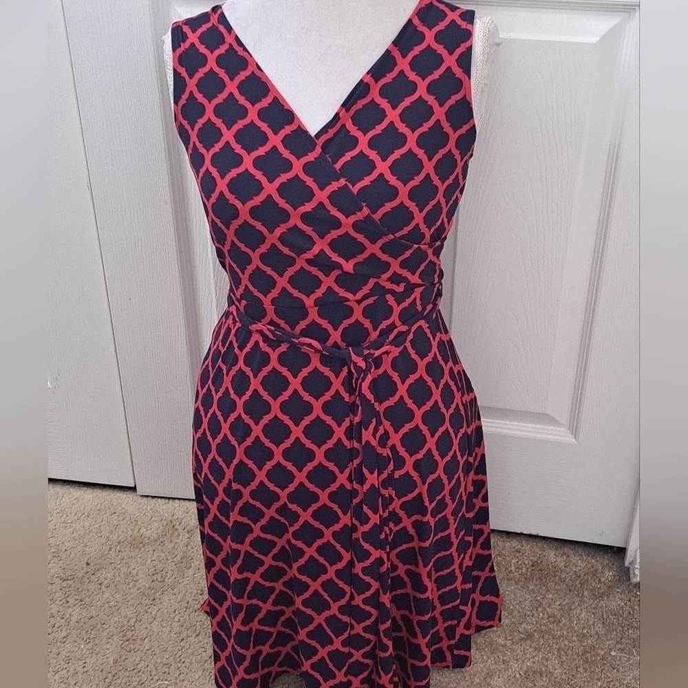 Mix By 41 Hawthorne Kassidy Red & Navy Faux Wrap Dress Size S